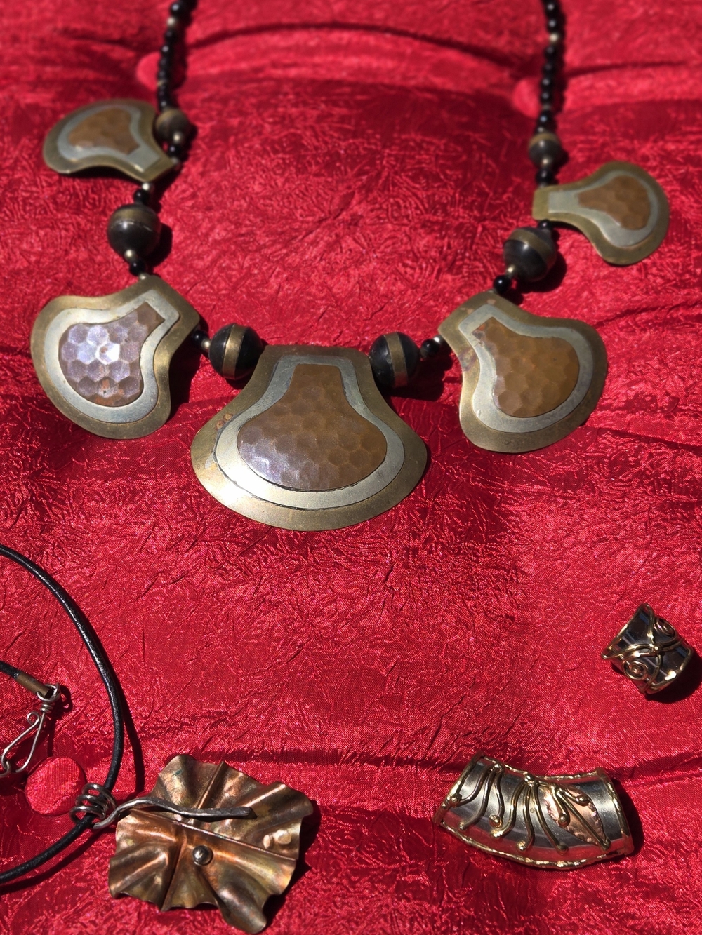 Artisan Studio Jewelry Lot – Hammered Copper & Mixed Metal Statement Pieces